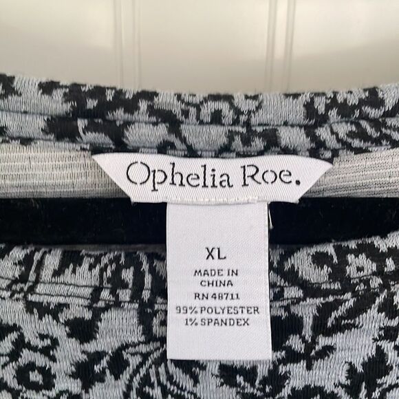 OPHELIA ROE gray & black floral knit‎ women’s long balloon sleeve shirt size XL - Picture 4 of 10